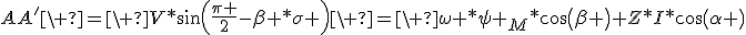 AA'\ =\ V*sin(\frac{\pi }{2}-\beta *\sigma )\ =\ \omega *\psi _M*cos(\beta )+Z*I*cos(\alpha )