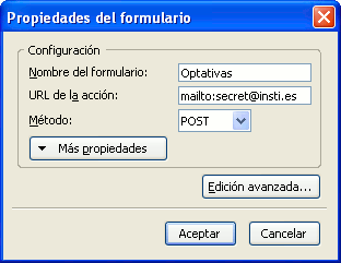 Panel de creación de formulario