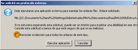 Petición de autorización para lanzar aplicación externa