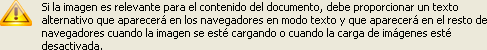 Aviso con explicación de la función del texto alternativo