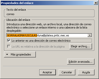 Disimulando la dirección con unas mayúsculas