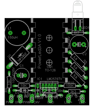 Placa de ciruito impreso del regulador PWM de diodos leds, PowerLed 3A TOP