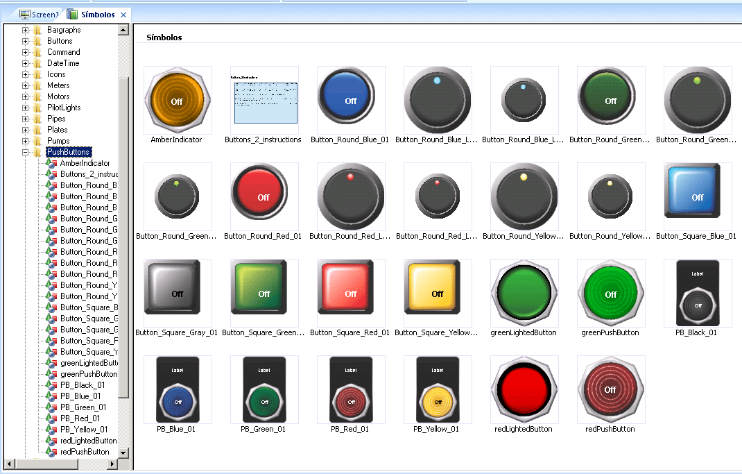 Indusoft pulsadores PushButtons
