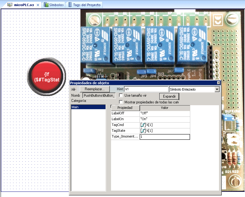 Indusoft insertar un pulsador