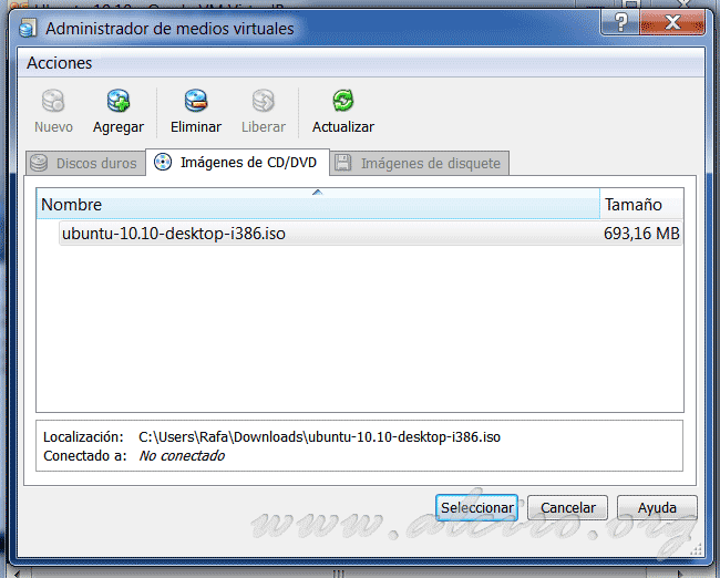 Ubuntu 10.10, administrador de medios virtuales
