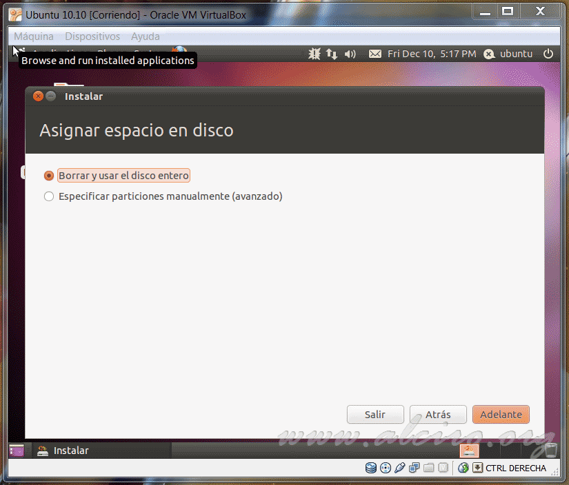 Ubuntu 10.10, control del disco